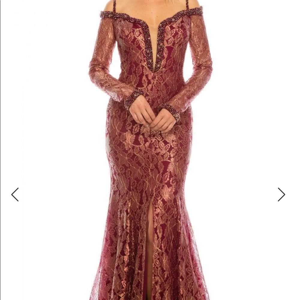 Odrella evening dress brand new formal maxi burgundy wedding guest gown